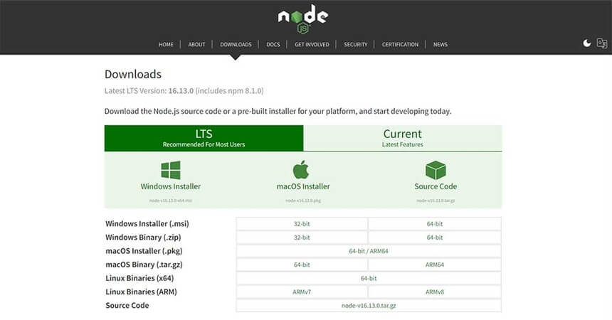 دانلود node.js