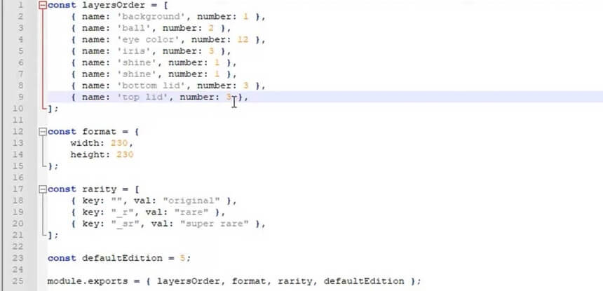 تنظیمات در فایل config.js